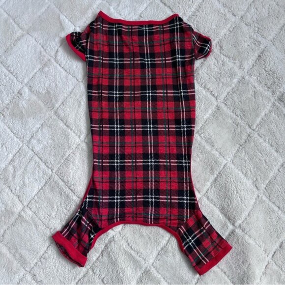 Merry Lane | Red and Black Plaid Christmas Pet Pajamas | Size Large - Picture 2 of 7